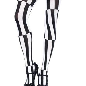 Leg Avenue Woven Opaque Striped Optical Illusion Pantyhose